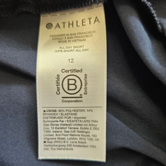 Athleta All Day Skort 12 Navy Blue Athletic Skirt Shorts Travel Athleisure Beach - Picture 10 of 11